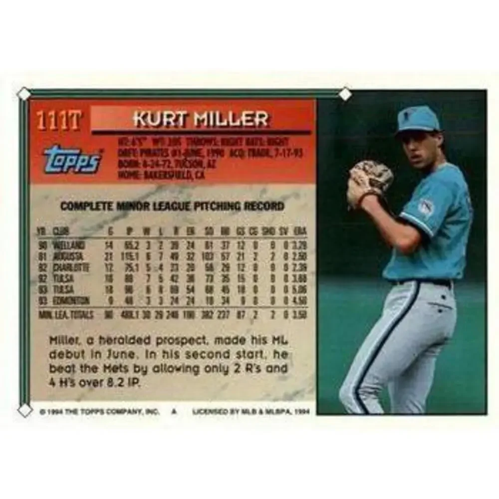 1994 Topps Traded Kurt Miller 111T Florida Marlins